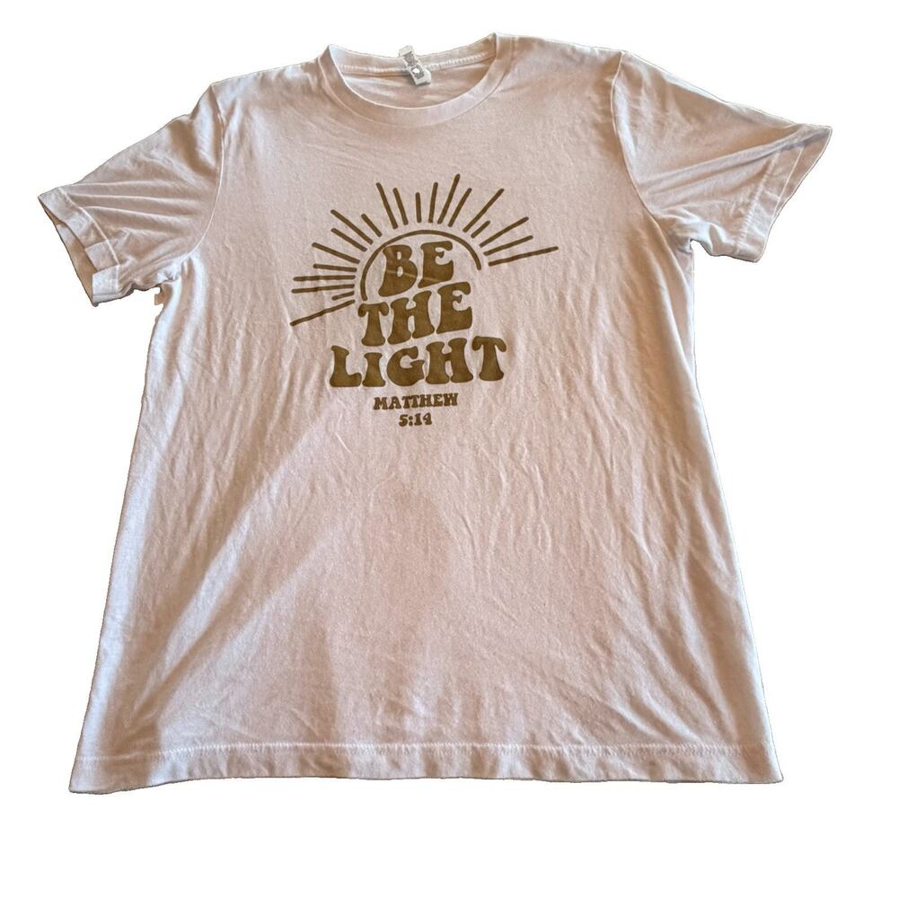 Be The Light Matthew 5:14 Christian Graphic T Shirt Womens Large Retro Faith